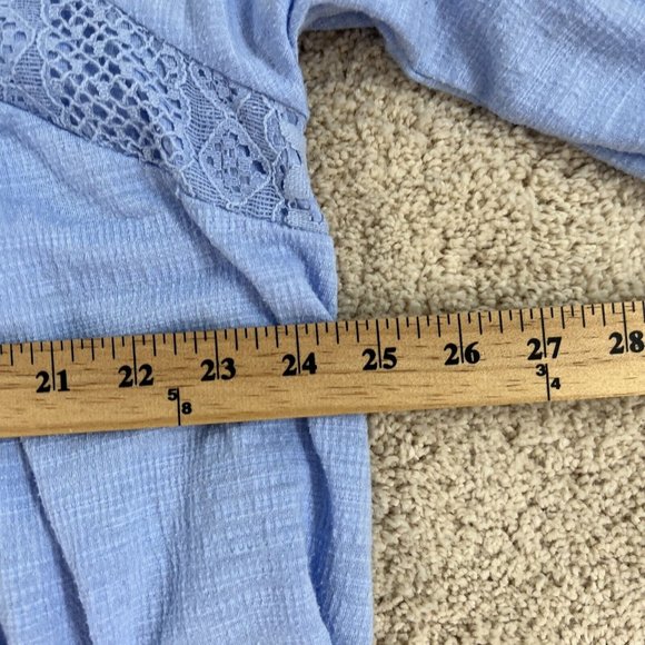 Faded Glory Womans Blouse Top 2X 18W 20W Blue 3/4 Sleeve Embroidered Tassels - Picture 12 of 12